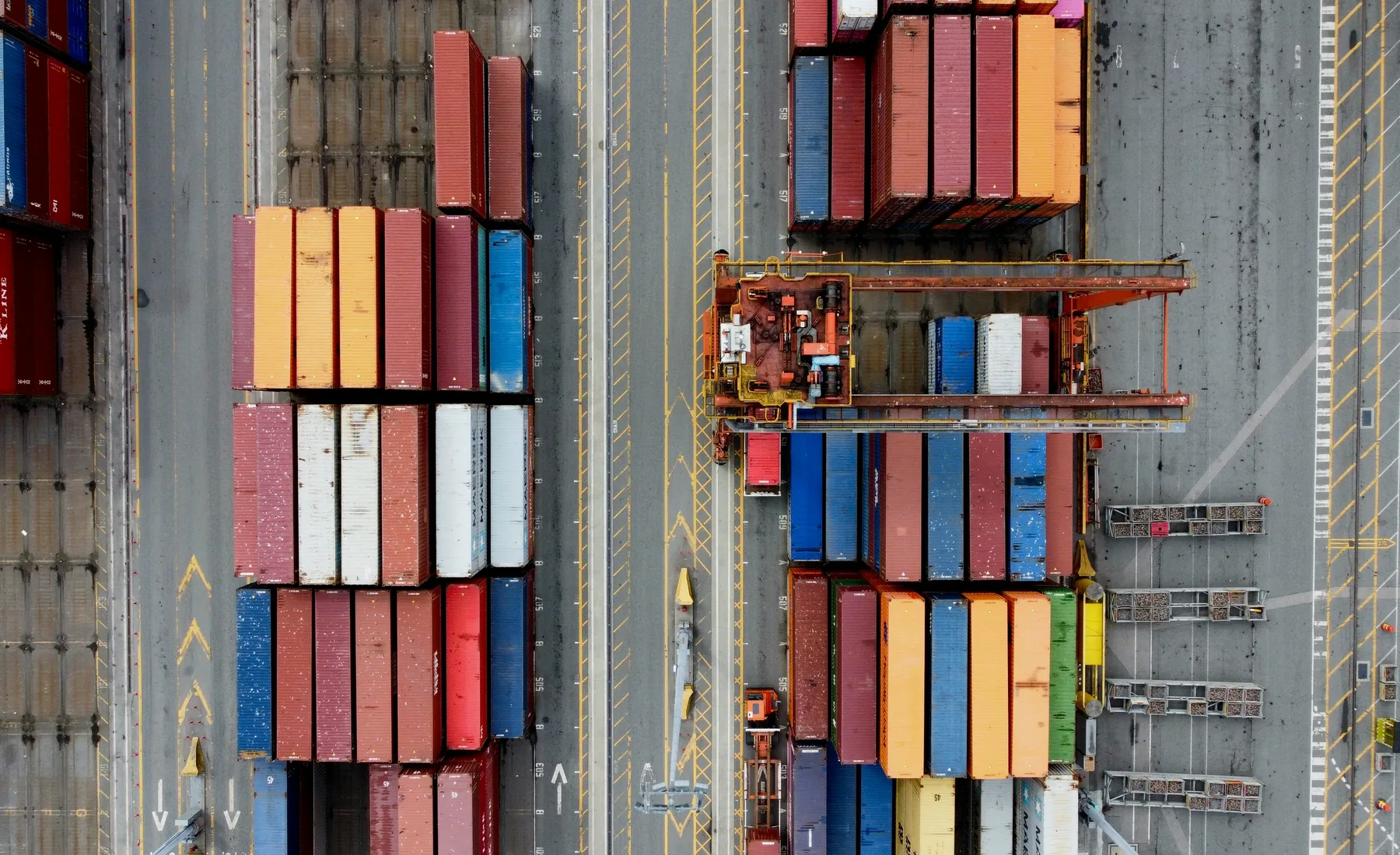Shipping containers at an international port